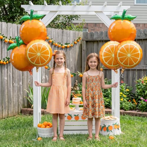 Orange Foil Fruit Balloons | 6 Pcs Citrus Baby Shower Decorations
