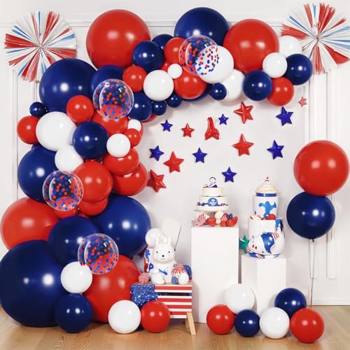 Red, White & Blue Balloon Arch Kit - 129 PCS for Parties