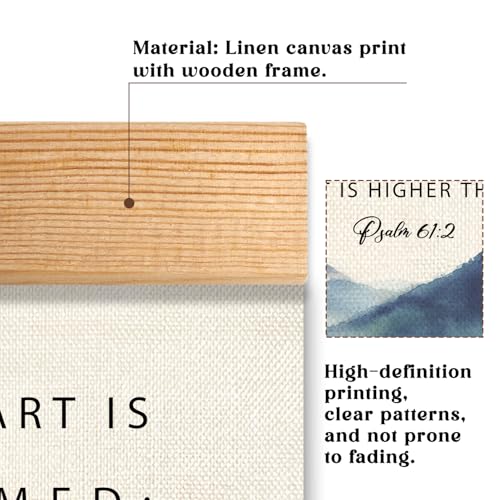 Inspirational Christian Wall Art - Psalm 61:2 Framed Canvas 14x18.5