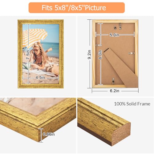 5x8 Gold Wooden Picture Frame - Elegant Rustic Design