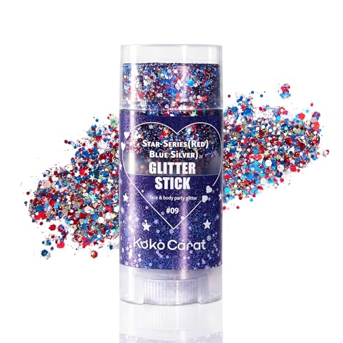 Red, White & Blue Body Glitter Stick for 4th of July Makeup
