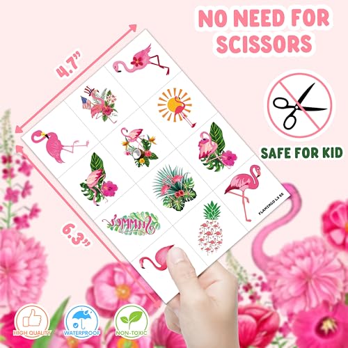 60 PCS Funny Flamingo Temporary Tattoos for Kids | Summer Party Favors