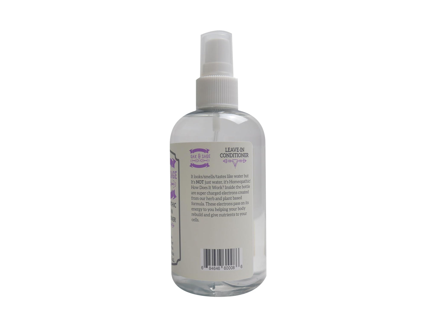 OAK & SAGE Homeopathic Leave-In Conditioner - Unscented - 8oz, 100% Herbs, No Rinse, No Alcohol, No Chemicals - For All Hair Types