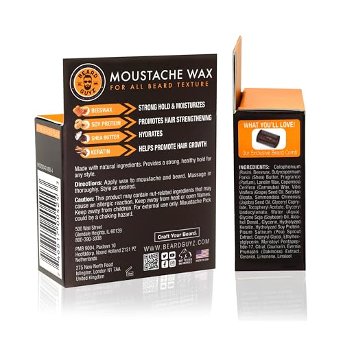 Beard Guyz Moustache Wax – Strong Hold Beeswax Grooming Balm 1 oz