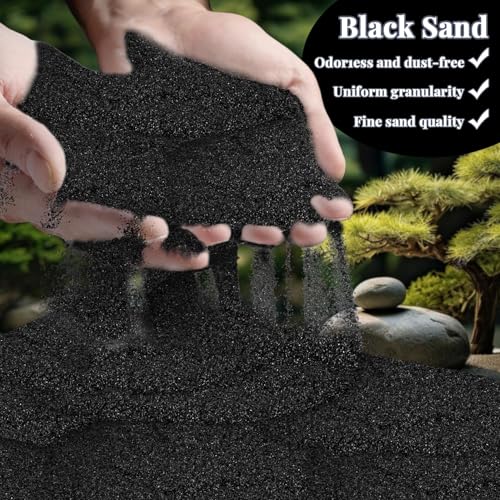 RAINFLOW 15oz Black Quartz Sand for Crafts, Decor & Zen Gardens