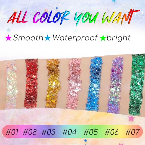 3PCS Waterproof Face Glitter Stick Set - Gold, White, Purple