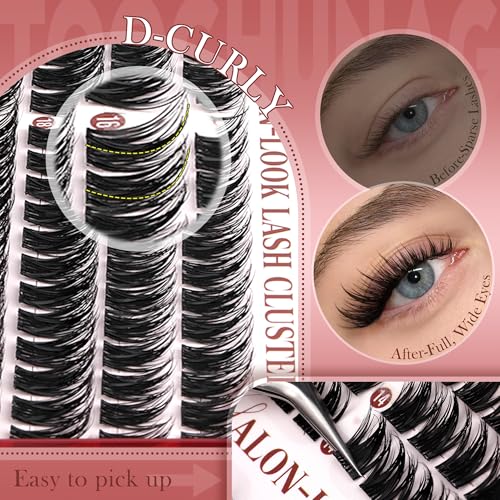 Manga Eyelash Clusters - 192pcs D-Curl Thick Extensions 12-18mm