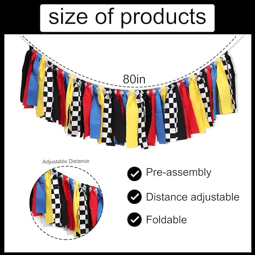 Black and Yellow Gingham Birthday High Chair Banner Garland