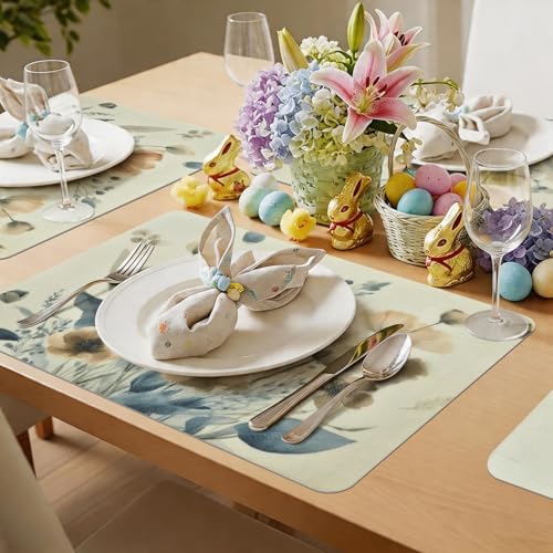 Heat-Resistant Vinyl Placemats Set of 4 - 12x17 Inch Waterproof