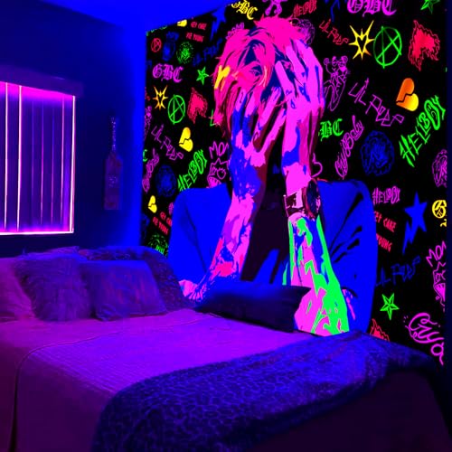 Lil Peep Tapestry Blacklight Poster - 40x30 Inch Hip Hop Decor