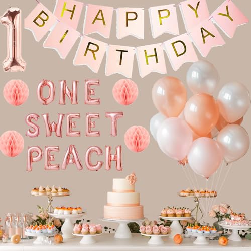 One Sweet Peach Birthday Decorations Set for Girls - 1st Birthday Party Supplies