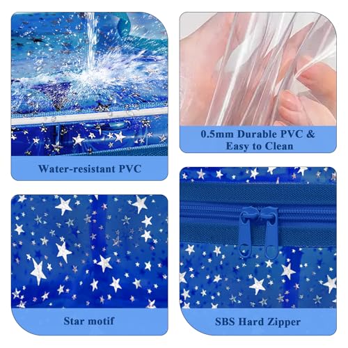 Junesters Dark Blue Clear Waterproof Makeup Bag - Travel Toiletry Organizer