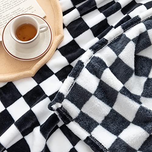 LOMAO Checkerboard Flannel Throw Blanket - Soft, Warm & Cozy 40"x50"