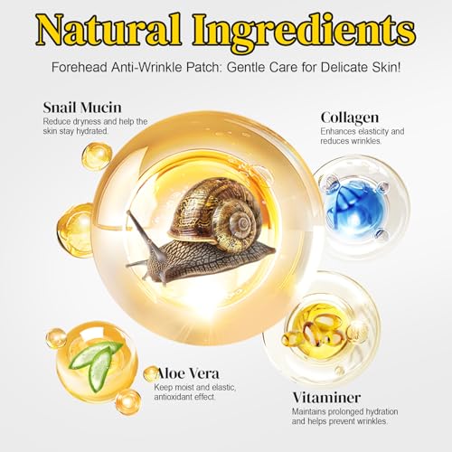 Marianp Clear Snail Mucin Forehead Wrinkle Patches - 14 Count Overnight Anti-Aging Mask Set