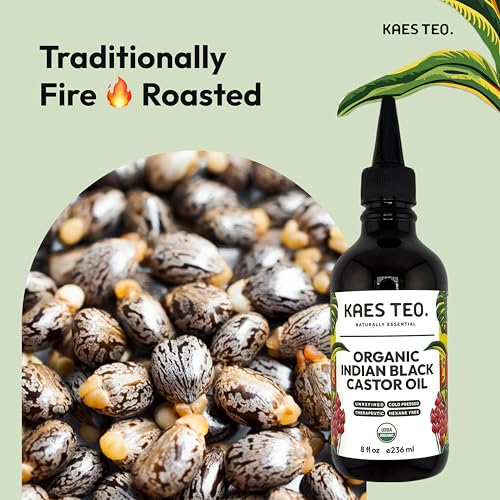Organic Black Castor Oil for Hair Growth - 8 fl oz (Original) Kaes Teo, Cold-Pressed Hexane-Free