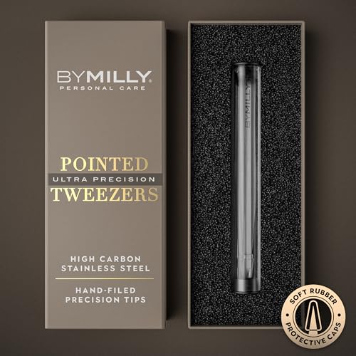 Silver Pointed Tweezers - High Carbon Stainless Steel Precision Hair Removal by MILLY