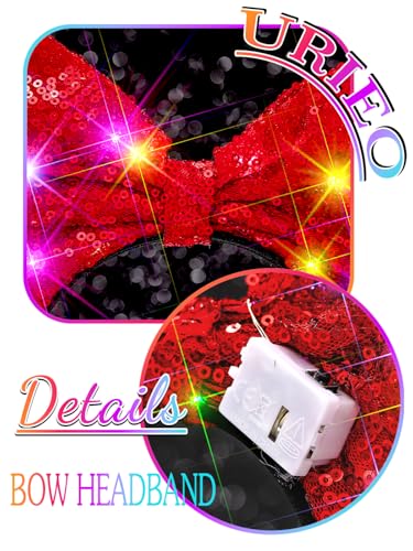 Urieo Red Bow Headband - Festival & Holiday Hair Accessories for Women