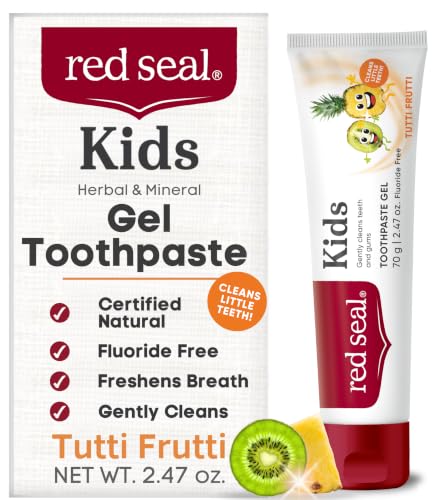 Natural Kids Toothpaste - Tutti Frutti Flavor, Fluoride & SLS-Free, Vegan, Cruelty-Free, 2.47oz - Red Seal Kids