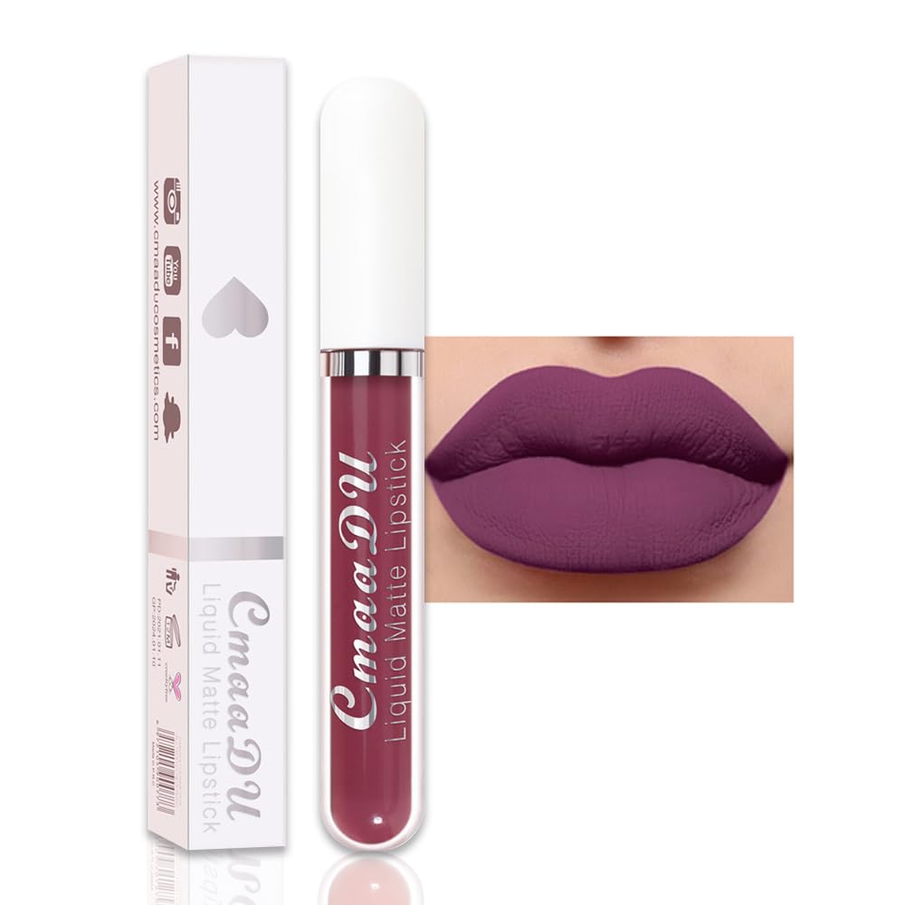 Matte Lipstick Set - 10Pcs Long-Lasting Liquid Lip Color for Black Women | Dark Ruby, Mauve, Plum & More