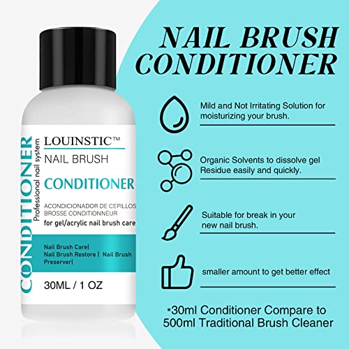 LOUINSTIC 1Oz Nail Brush Cleaner & Conditioner for Art Brushes - Glass Bottle