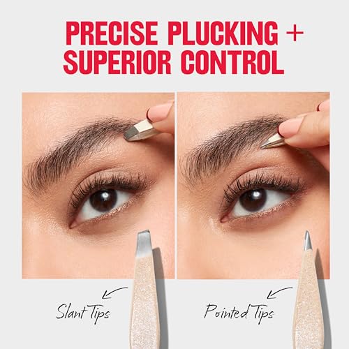 Revlon Mini Tweezer Set Pack of 2 - Slant & Point Tips Travel Grooming Kit