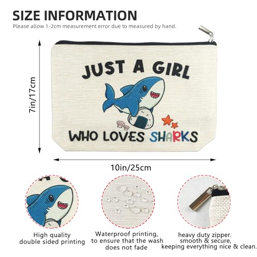 Shark Lover Makeup Bag - Cute Shark Themed Gifts for Women & Kids - Suemetic