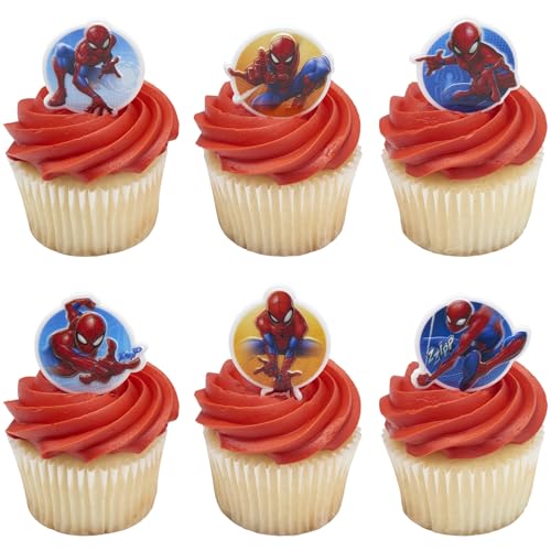 Spider-Man Cupcake Rings - 24 Pack for Birthday Parties