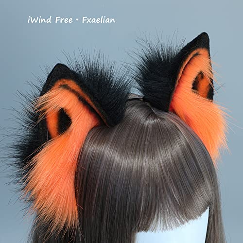 Fxaelian Cosplay Fox Wolf Bear Cat Dog Ears Headband Hair Accessory - Orange