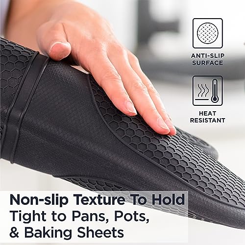 Deiss Heat-Resistant Silicone Oven Mitts Set with Cotton Lining