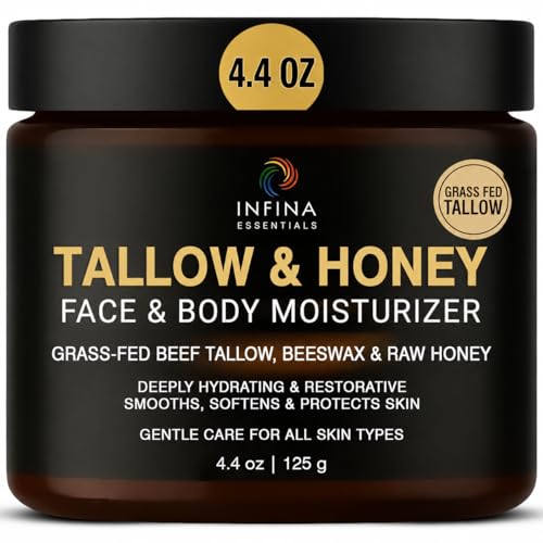 Grass Fed Beef Tallow Balm for Face & Body Moisturizing, 4.4 oz