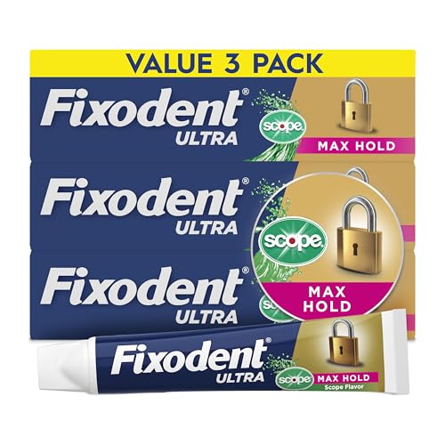 Fixodent Ultra Max Hold Plus Scope Denture Adhesive 1.8oz - Pack of 3
