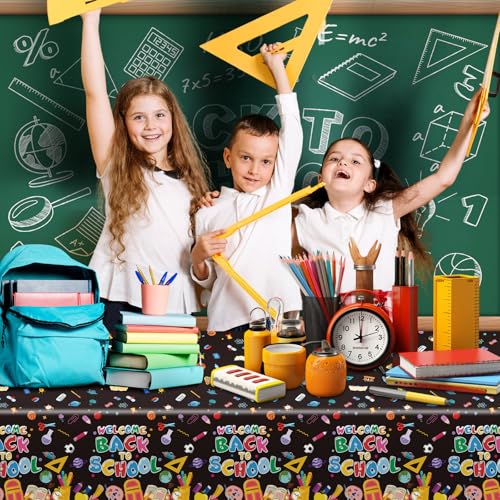 3-Pack Waterproof Back to School Tablecloths - 108x54 inches