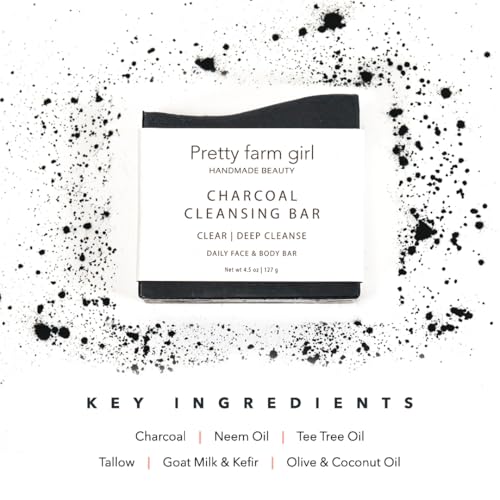 Unscented Charcoal & Goat Milk Soap Bar 5oz - Deep Clean, Hydrating, Acne Relief