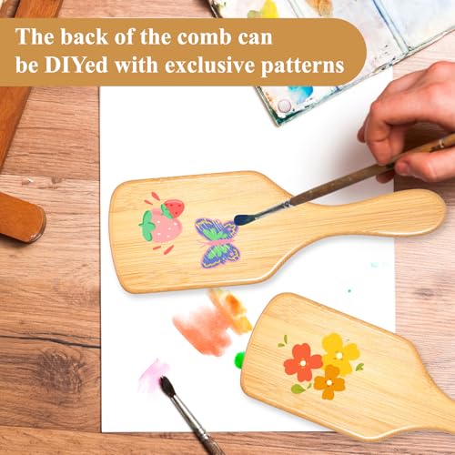 6 Pcs Bamboo Hair Brushes Set for Scalp Massage & Detangling