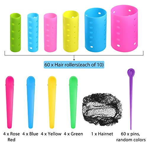 Multicolor 141 Pcs Plastic Hair Curlers Set with Clips & Pins for Styling