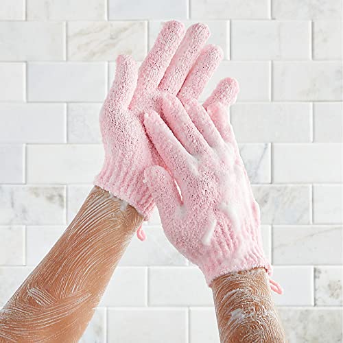 Glamlily Exfoliating Shower Gloves - Pack of 6 Body Scrub Mitts for Women