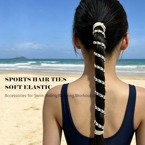 SISYOUP Colorful Nylon Spiral Hair Ties for Women – 16-inch, No Damage, Strong Hold, All-Day Comfort (4 Pack)