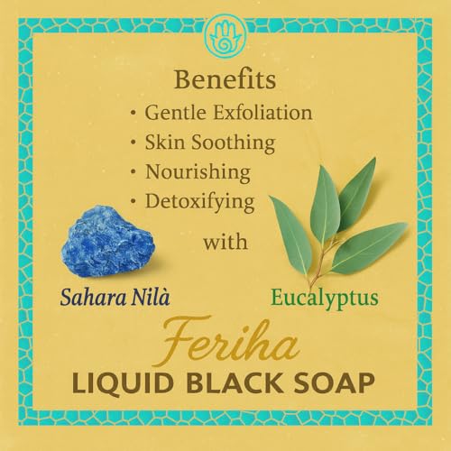 Moroccan Black Liquid Soap with Nila & Eucalyptus - Exfoliating Body Cleanser
