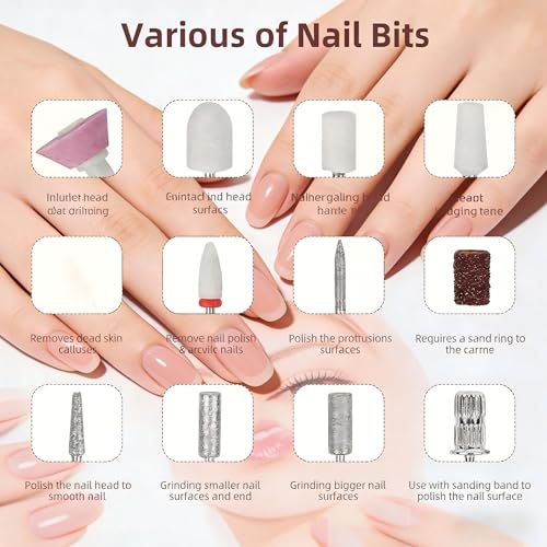 Niarrfi Cordless Electric Nail Drill Kit - 6-Speed Professional Nail File
