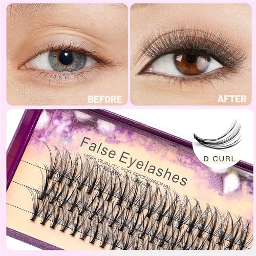 Dedila 20mm Natural Curl Individual False Eyelashes - Soft Black, Long 3D Lashes