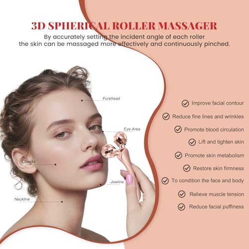 3D Face Roller Massager - Dual-Roller Glossy Rose Gold