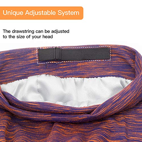 Silk Satin Lined Sleep Bonnet - Adjustable Bamboo Hair Wrap, Mixed Purple
