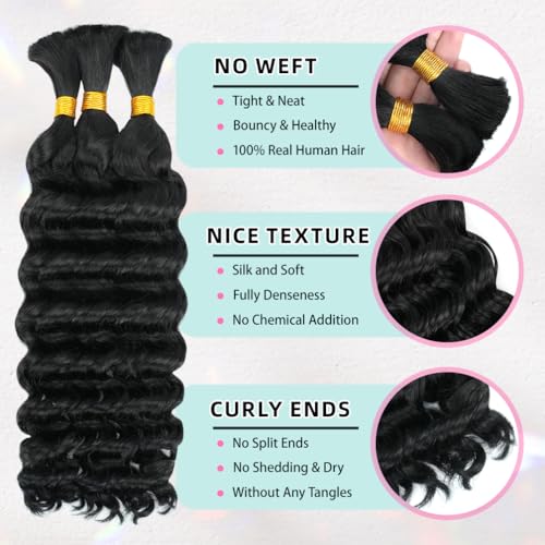 10 Inch Natural Black Deep Wave Human Braiding Hair - 1 Pack