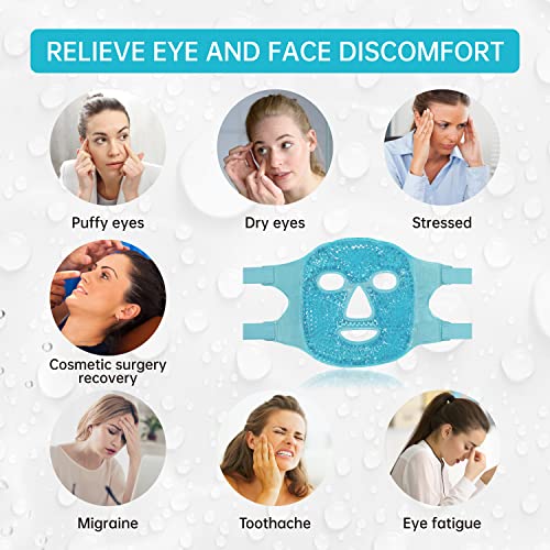 ZN?CUET?D Cold Face Eye Mask Ice Pack Reduce Facial Puff, Dark Circles, Hot Cold Compress Pack, Face SPA Gift for Woman Sleeping, Pressure, Headaches, Skin Care, Post Laser Cosmetic Care, Reversible
