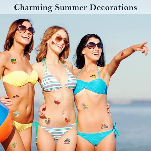 144 Waterproof Tropical Temporary Tattoos for Summer Parties