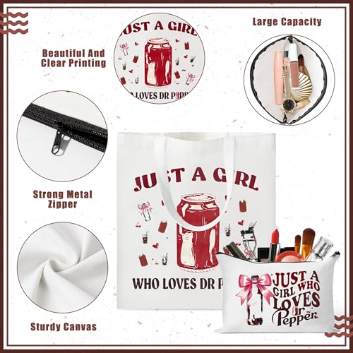 Soda Drinks Lover Canvas Tote Bag and Makeup Pouch Set - 2 Piece Gift