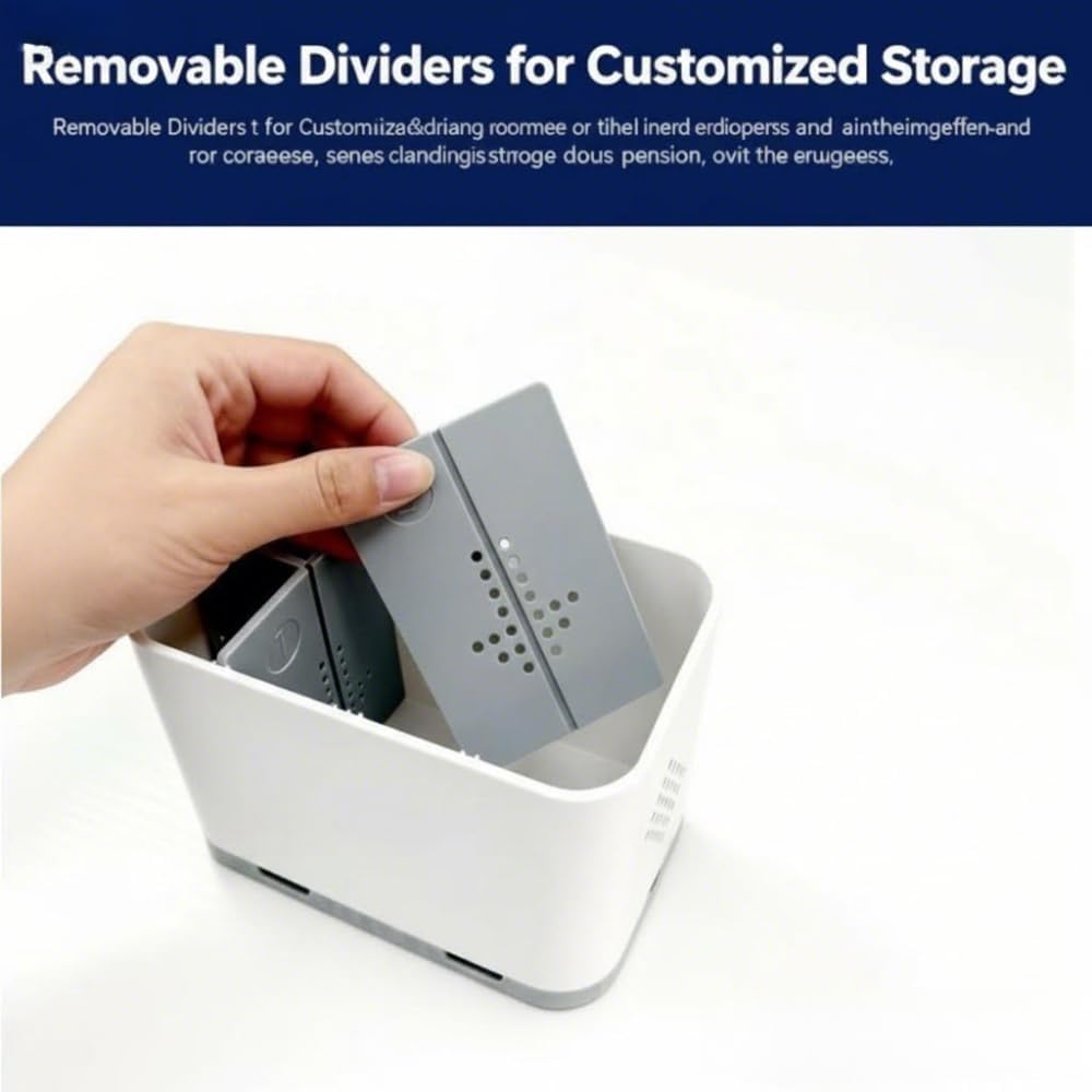 Toothbrush Holder - Bathroom & Kitchen Sink Organizer with Drain Tray | Sponge, Soap & Scrubber Storage Rack