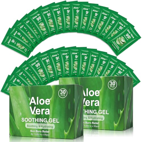 Jutqut 60-Pack Travel Size Aloe Vera Gel - Pure Moisturizing After-Sun Care
