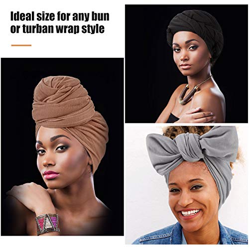 SATINIOR 4-Pack Stretch Head Wraps for Women - Soft Turbans & Scarves