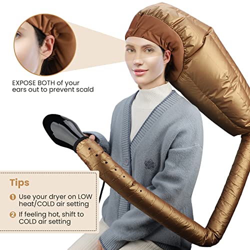 Segbeauty Gold Hair Dryer Bonnet, Large Deep Conditioning Heat Cap with Adjustable Elastic, Travel-Friendly